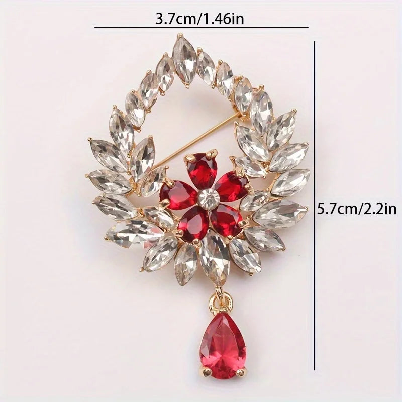 Creative Crown Brooch High-end Alloy Women's Corsage Women's Colorful Rhinestone and Water Drop Jewelry