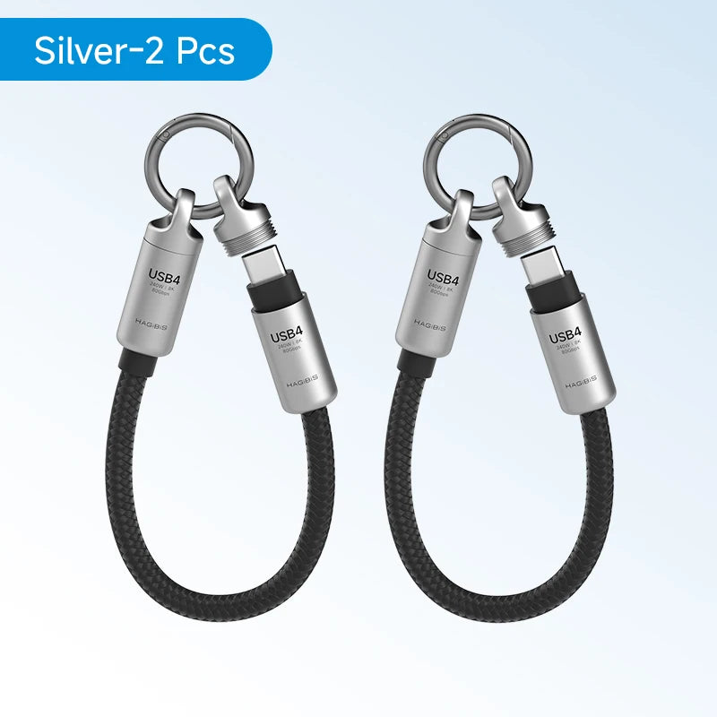 Hagibis  Short USB4 Cable Portable Keychain C to C Cable Lanyard Type-C Cable 240W 80Gbps for Thunderbolt 4/5 iPhone 17 Pro SSD