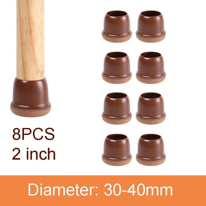 8PCS Thick Rubber Chair Leg Protector Covers Felt Bottom Furniture Pads Floor Protectors Caps to Reduce Noise And Prevent Scratc