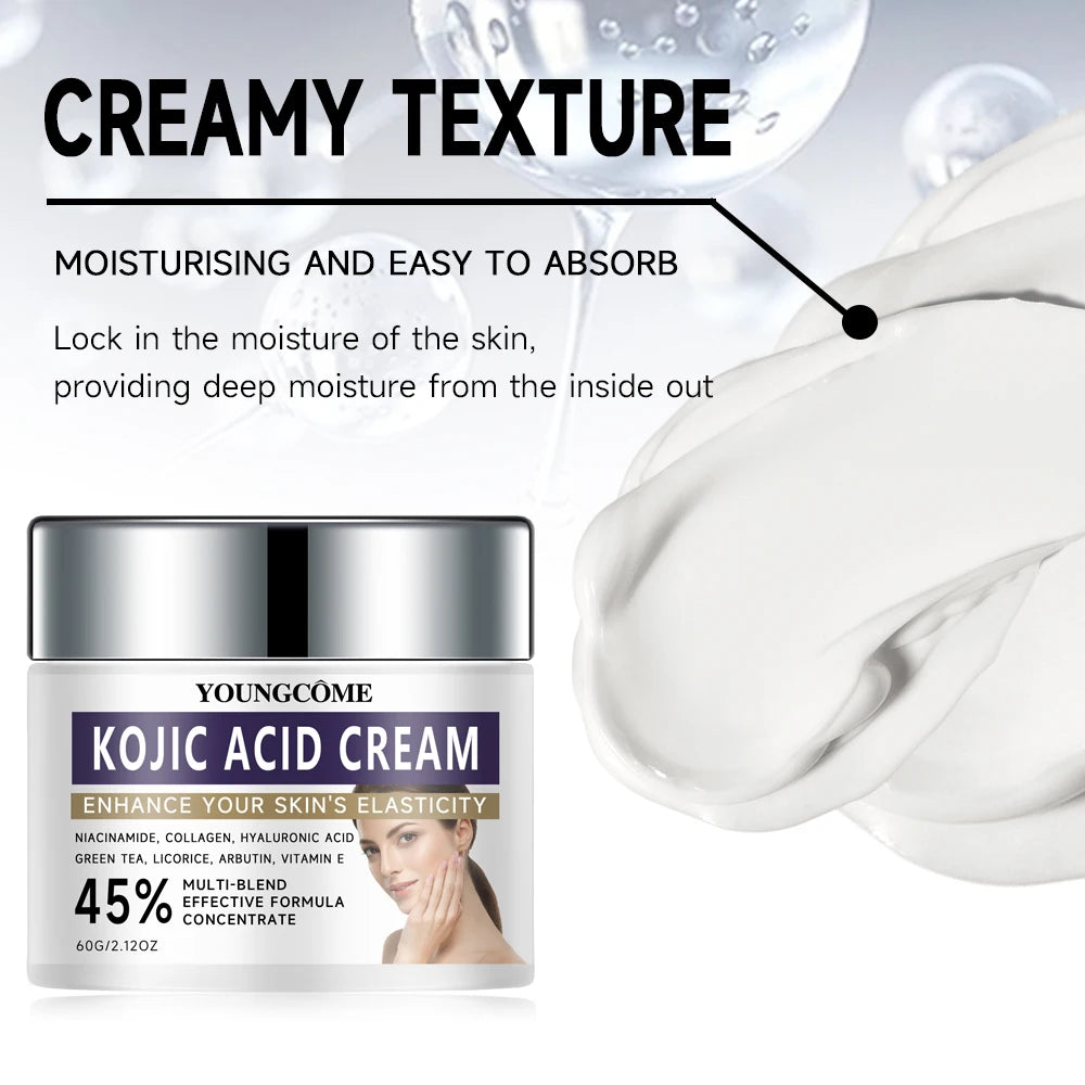 Kojic acid face cream containing collagen,hyaluronic acid,Improves the texture ofskin,Dark Skin BrightenSerum Fade Fine Lines