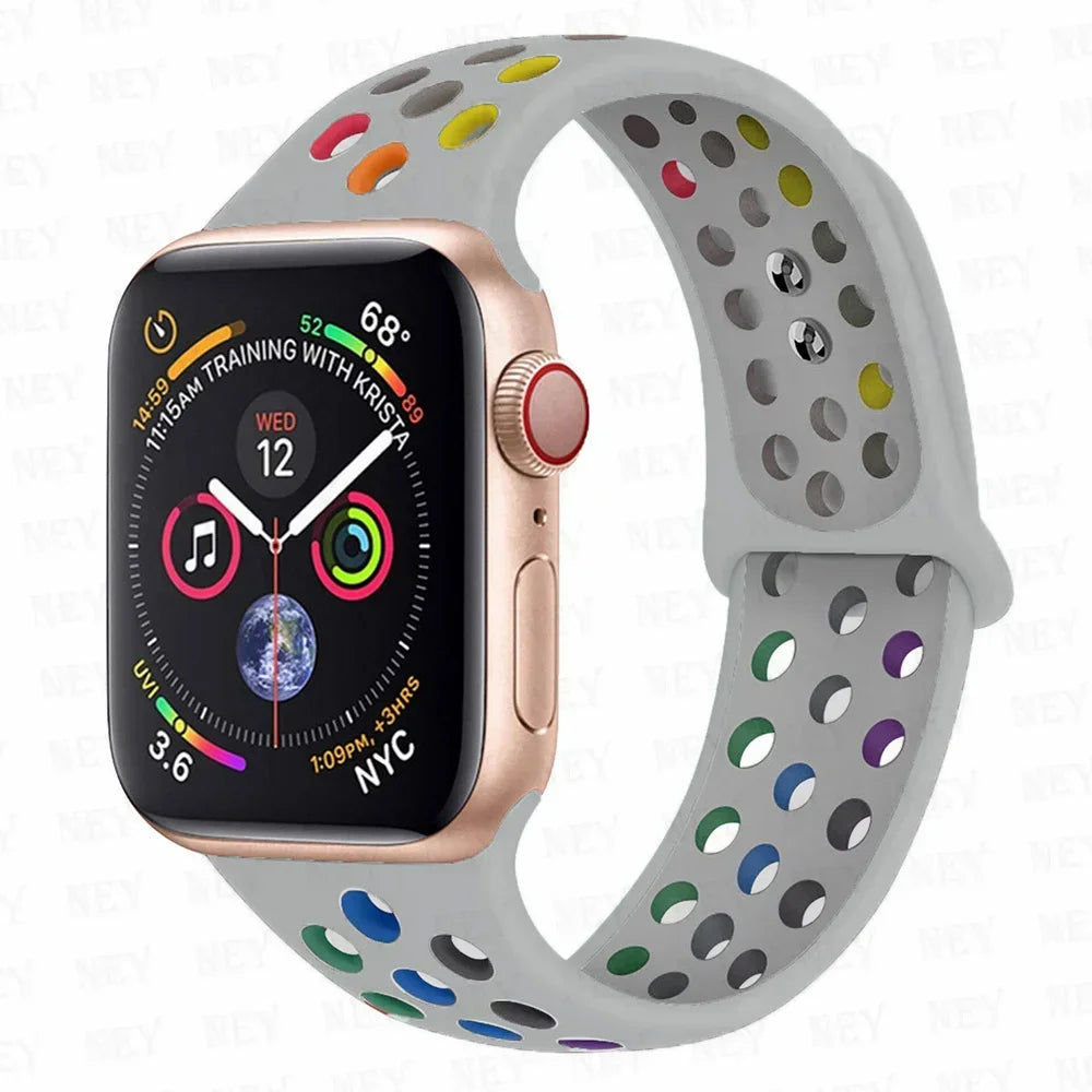 Sport Strap For Apple Watch Band 45mm 49mm 44mm 40mm 41mm 42mm Silicone bracelet correa iWatch Ultra 2 Series 9 8 SE 7 6 5 4 3