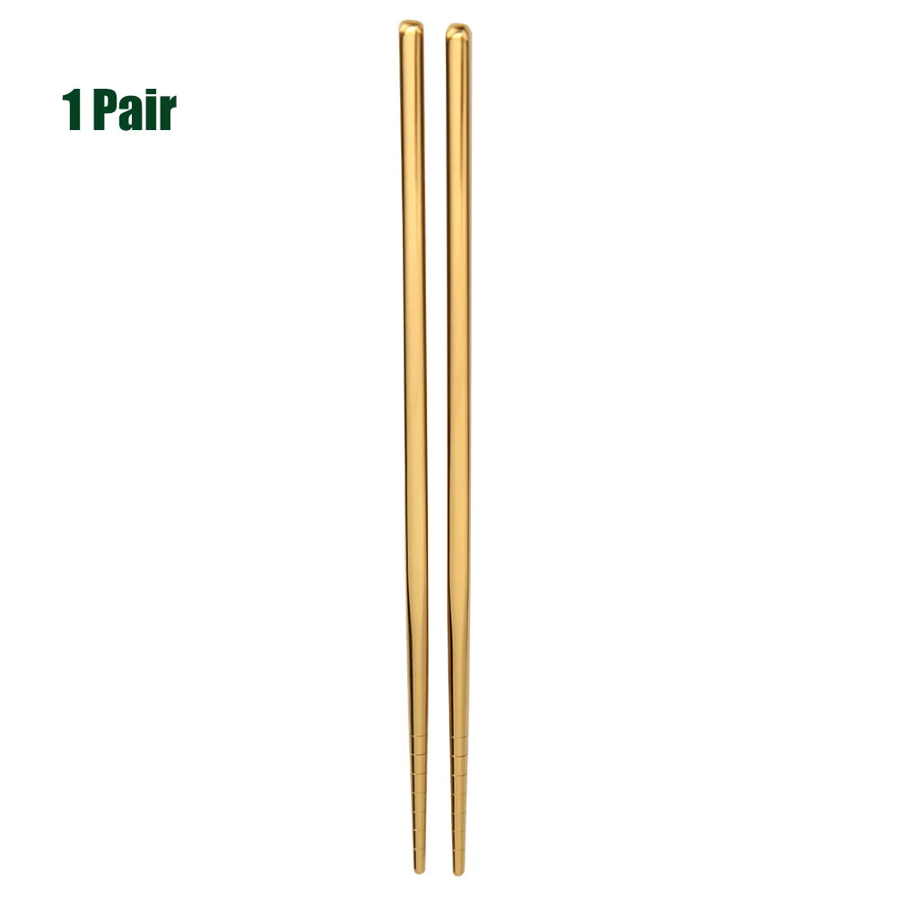 1-5 Pair Stainless Steel Chopsticks Metal Chop Sticks Tableware Silver Gold Multicolor Wedding Party Festival Supplies