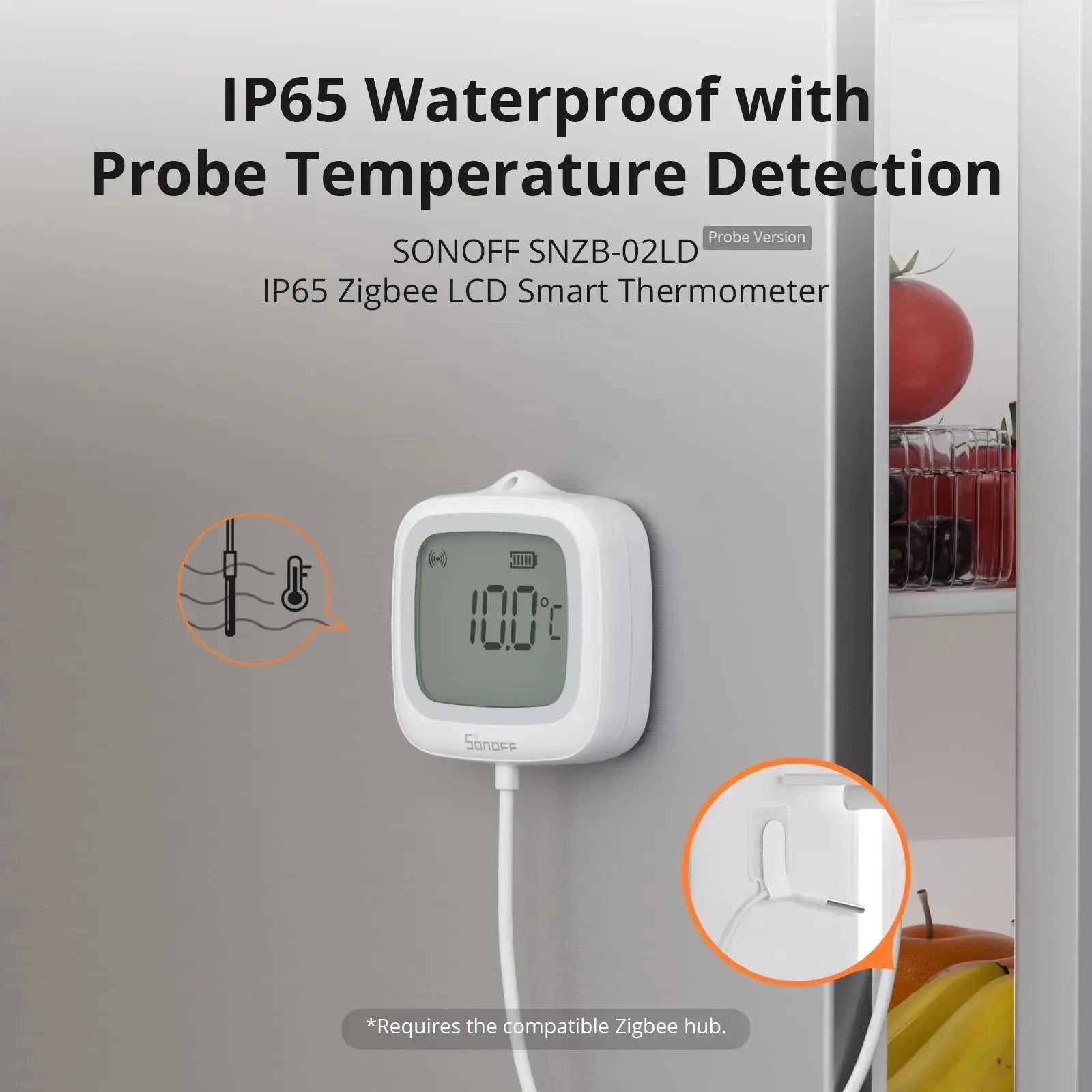 SONOFF SNZB-02LD SNZB 02LD SONOFF Zigbee Thermometer with Probe IP65 for Fridge Pool Fish Tank Need Hub with Bridge Alexa Alice