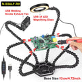 NEWACALOX Third Hand Soldering PCB Holder Tool Helping Hands Crafts Hobby Welding Station USB DC Cooling Fans 6pc Flexible Arms