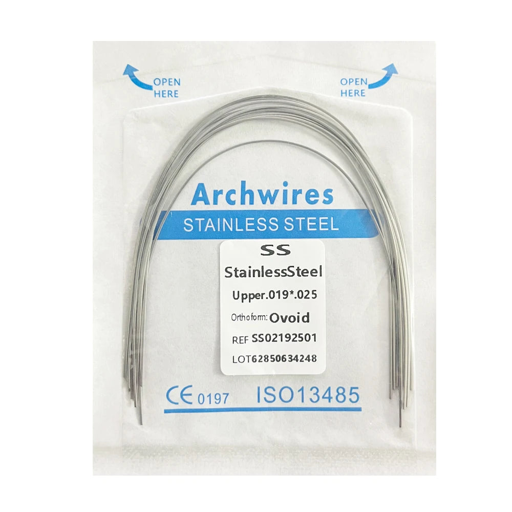10pcs/pack Dental Orthodontic Stainless Steel Round/Rectangular Wire Ovoid Form Dentist Material Dental Arch Wire
