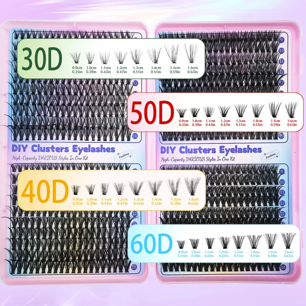 MJ 640pcs 30D/40D/50D/60D Individual Lashes Book Clusters Extensions False Eyelash DIY at Home Cluster Eyelash Extensions Makeup