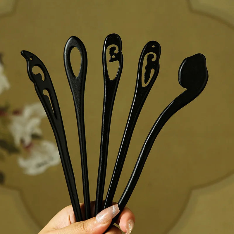 Antique Style Imitation Ebony Hairpin Plain Hairpin Simple Style Retro Hanfu Qipao Accessories for Women