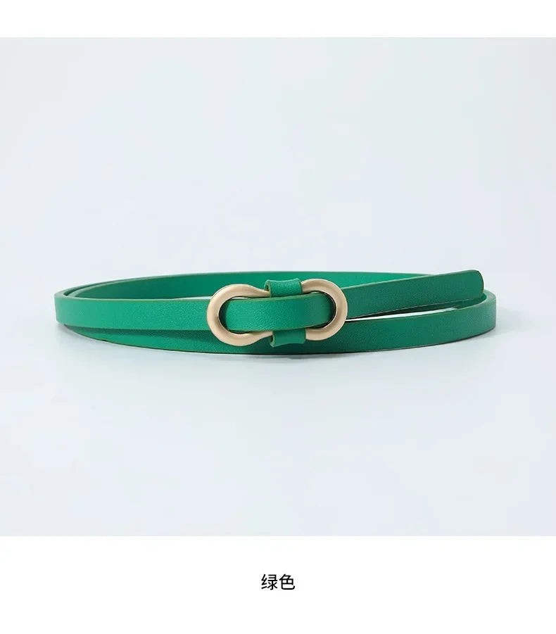 Metal Buckle PU Leather Knotted Belt Long Thin Adjustable Waist Belts Women Female Dress Coat Suit Decoration Straps