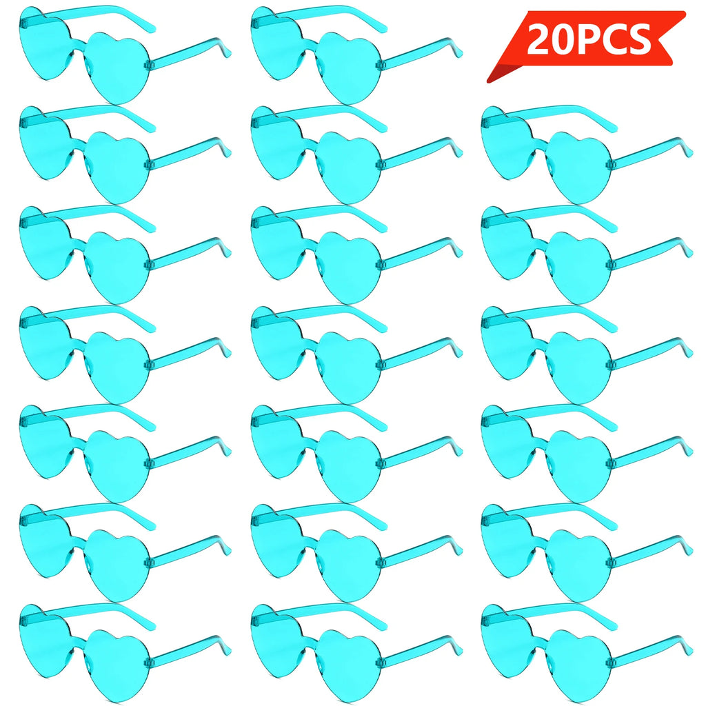20pcs Love Jelly Color Glasses, Gathering Decorative Glasses, Photo Props Dress Up Cosplay Amusement Park