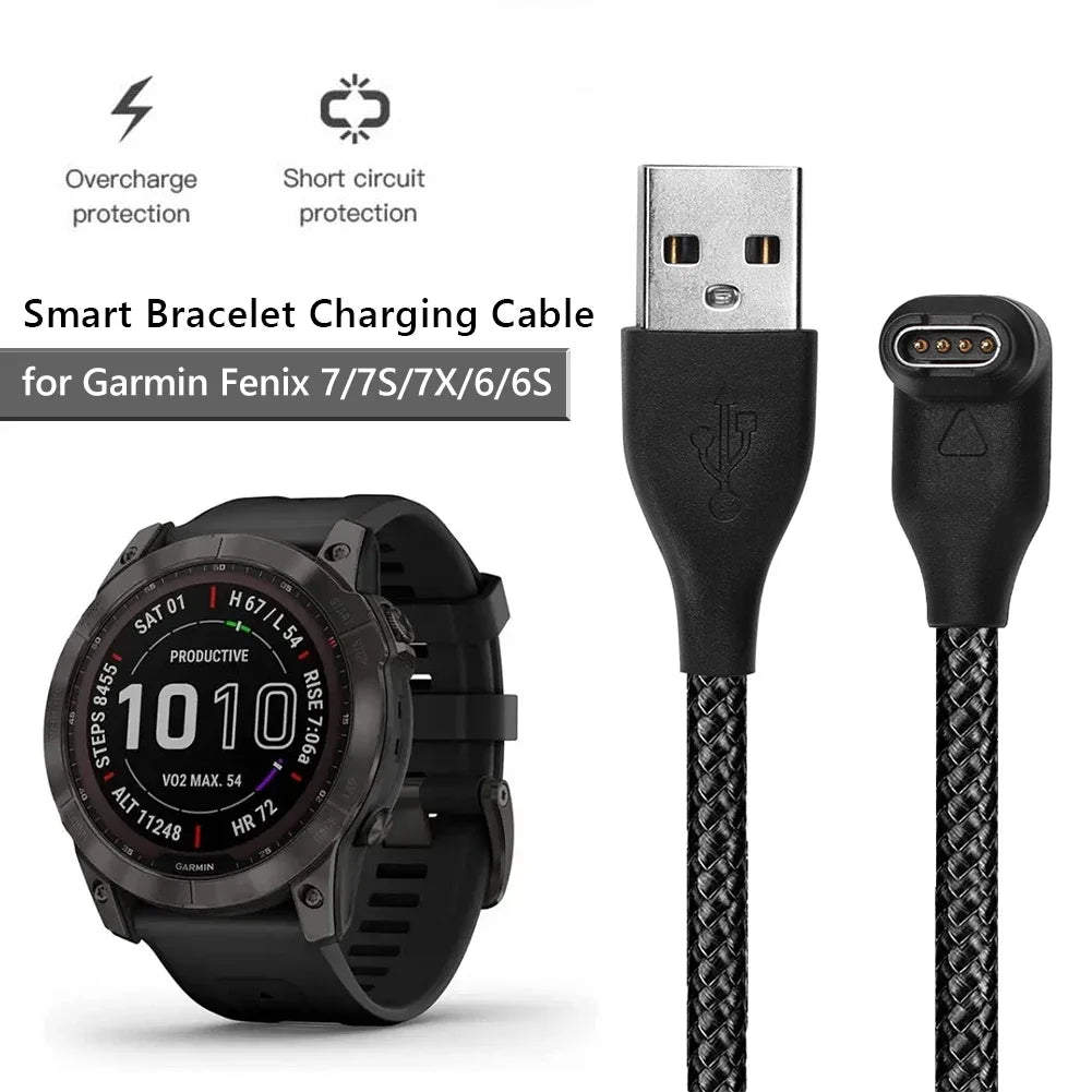 USB Charging Cable Data Cord Charger 1M For Garmin Fenix 7 7S 7X 6 6S 6X 5 5X 5S Vivoactive 3 Forerunner 945 935 245 Instinct 2
