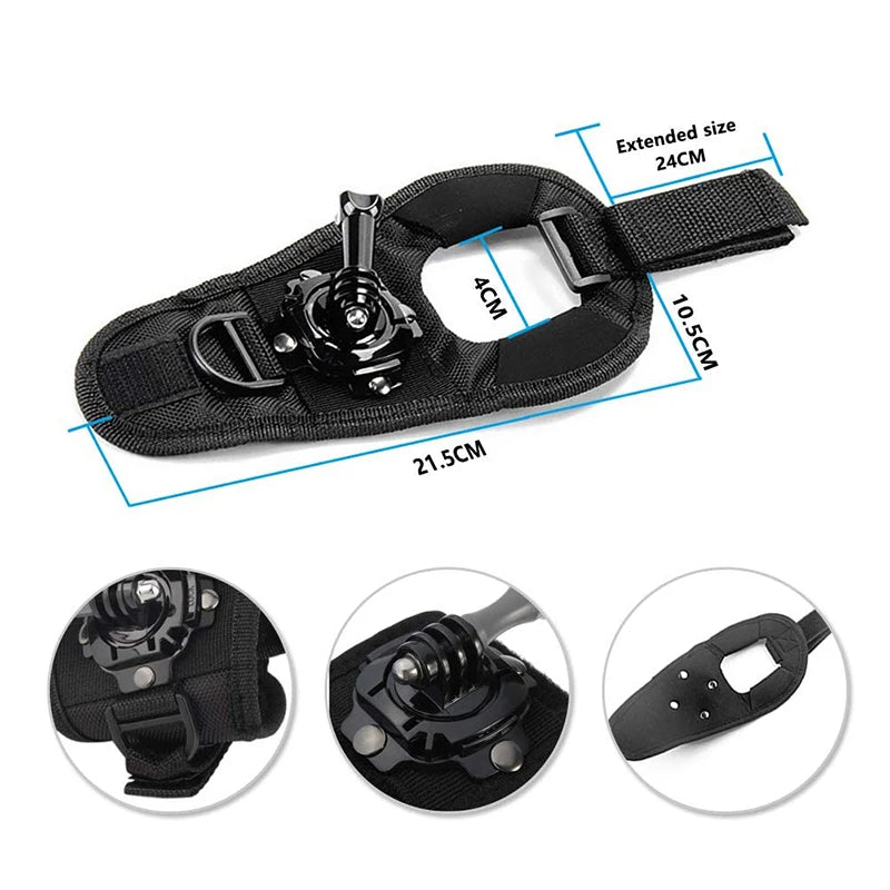 360° Rotation Glove Wrist Strap Mount For GoPro Hero 13 12 11 10 9 8 7 6 SJCAM AKASO Insta360 DJI Osmo Action Camera Accessories
