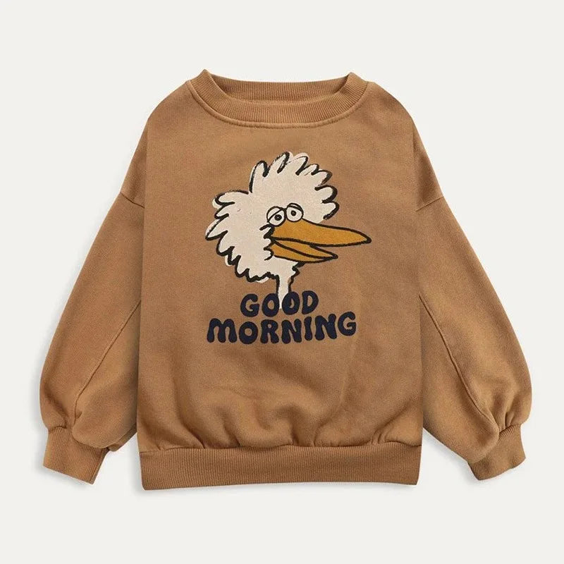 Korean INS 2024 Children's Autumn Winter Long Sleeve O-Neck Sweatshirt Cute Tops for Girls And Boys Baby Sweaters Kids Clothing