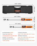 SucceBuy Digital Torque Wrench 72-Tooth ±2% High Accuracy Electronic Torque Wrench Preset Value Buzzer and LED Notification
