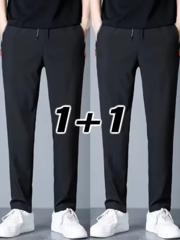 2 Pieces Men's Casual Pants Stretch Elastic Waist Jogger Korean Classic Blue Black Gray Male Brand Trousers Plus Size