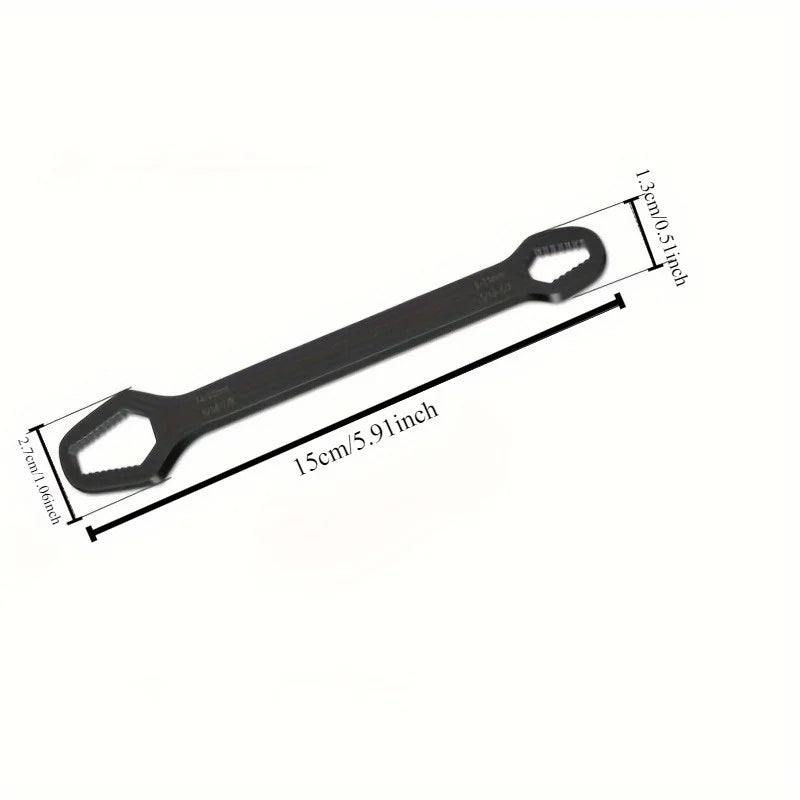 1pc Universal Double Ended Wrench, Self-Tightening 3-17mm Screw Nuts Repair Wrench, Double-Headed Ratchet Spanner, Adjustable