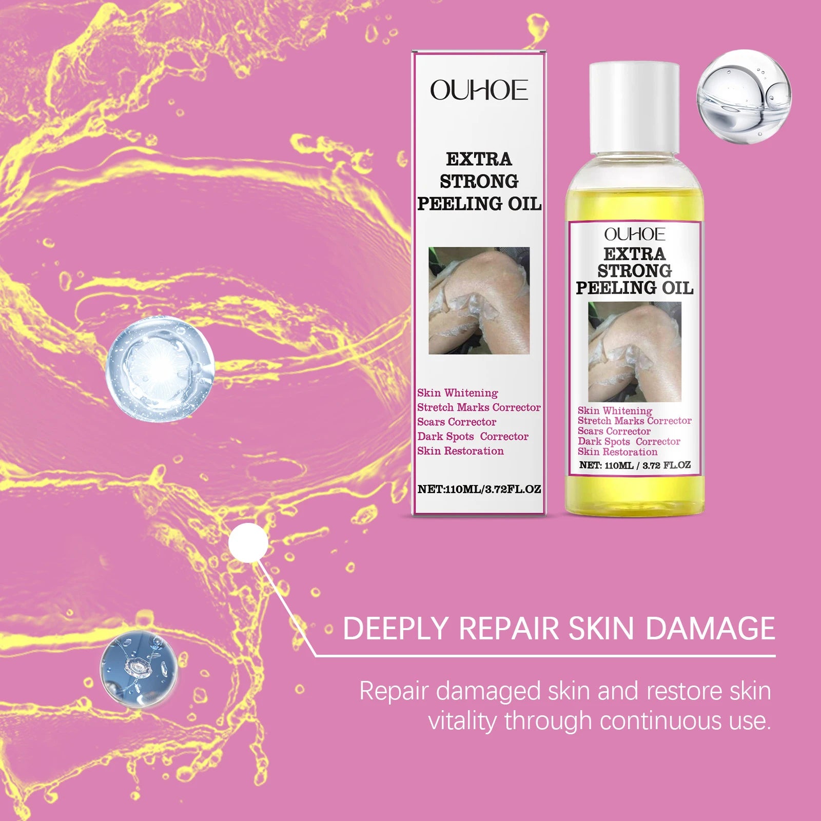110ML Body Peeling Oil Gentle Remove Dead Skin Moisturizing Glowing Skin Tone Firming Smoothing Massage Body Exfoliating Oil