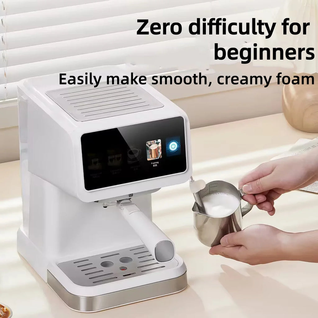 20Bar Espresso Machine, Steam Milk Frother Coffee Maker with Fast Heating, Compact Semi-Automatic Cappuccino Brewer for Home Off