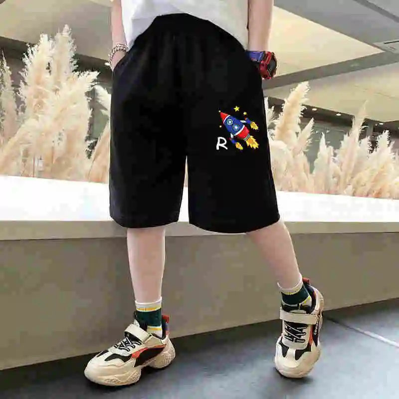 Summer Boys Space Shorts Cotton Trousers Kids Beachwear with Pocket Children Loose Sport Beach Shorts Sweatpants 3-14Y