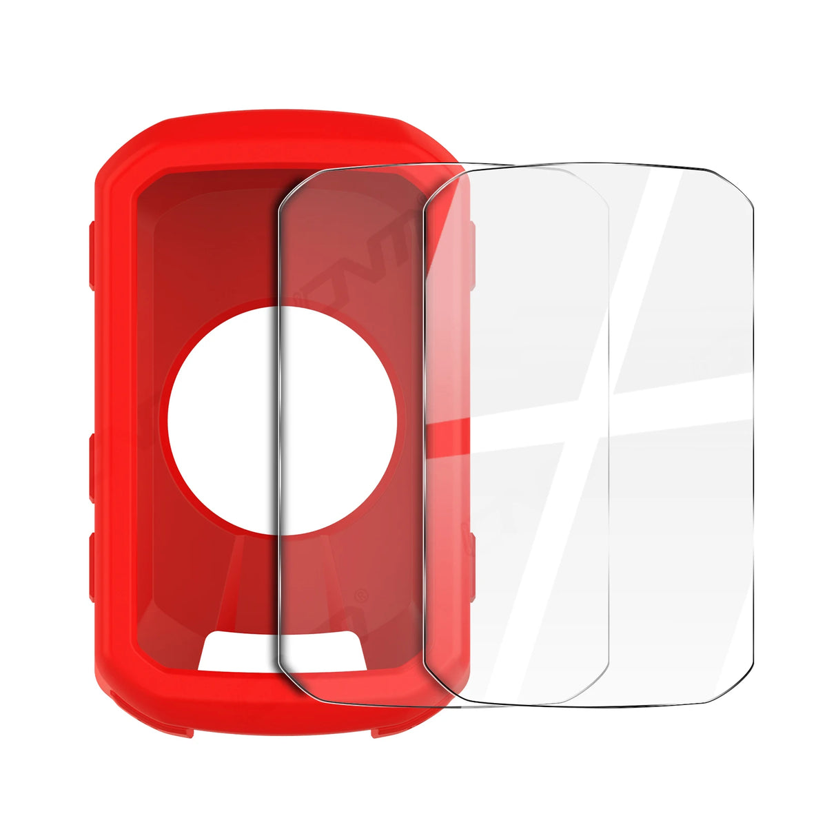 2-in-1 Kit: Silicone Case & 2 Tempered Glass for Garmin Edge 550/850 GPS Bike Computer, Protective Cover + Dual Screen Guards