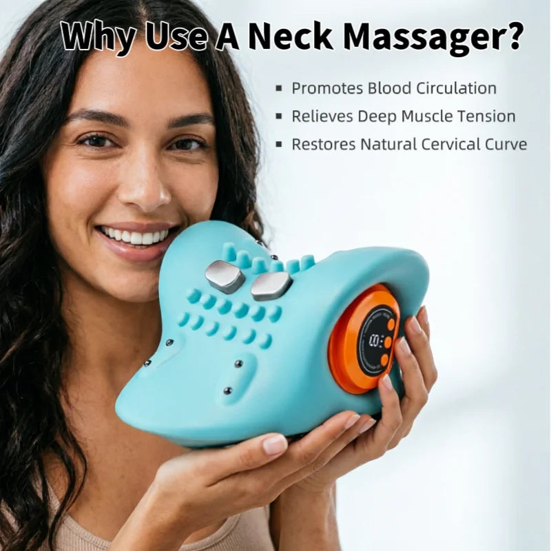 Electric Neck Cervical Traction Massager Vibration Kneading Massage Pillow Ergonomic Head Pillow Home Relax Tool
