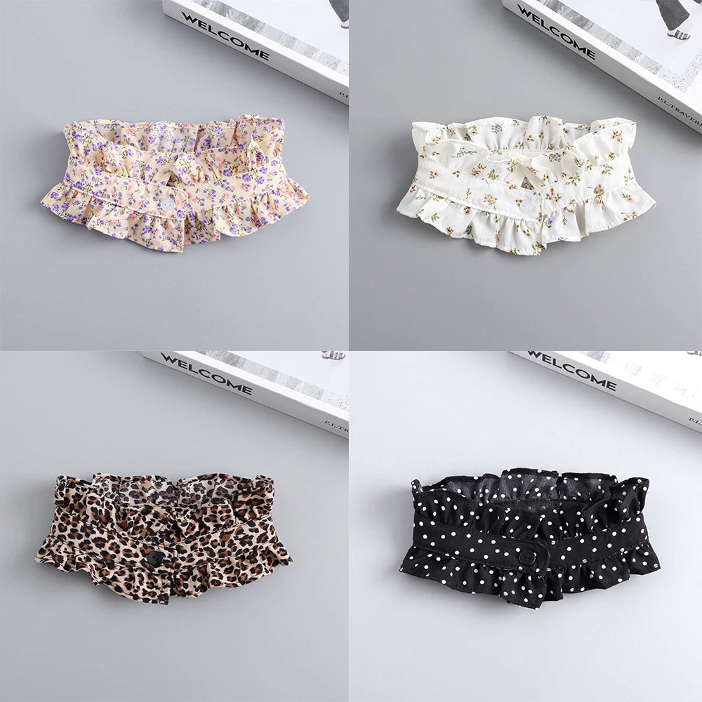 Fashion Ruffles Button Fake Collar for Women Stand Detachable Collar Fake Girls Vintage Lace Ladies False Blouse Collar