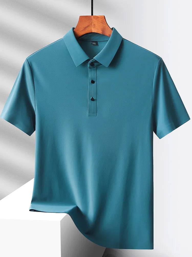 Selected popular nylon fabric, dad's summer clothing, middle-aged men's short sleeved T-shirt, summer ice silk quick drying, mid
