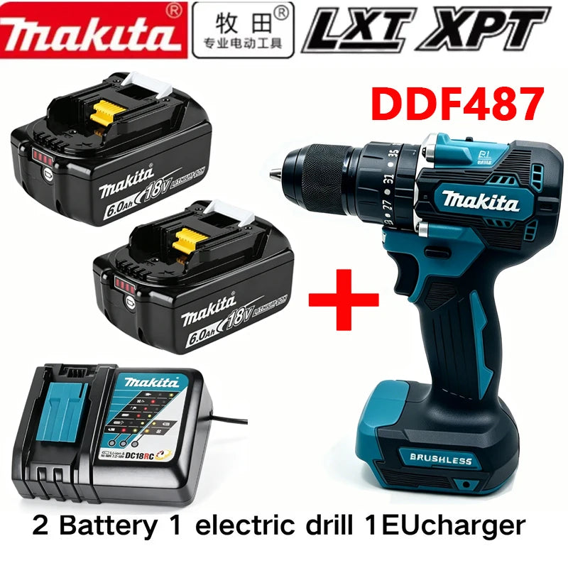Original Makita Battery DDF487 Cordless Driver Drill Brushless Electric Impact Screwdriver Rechargeable  battery Power Tool