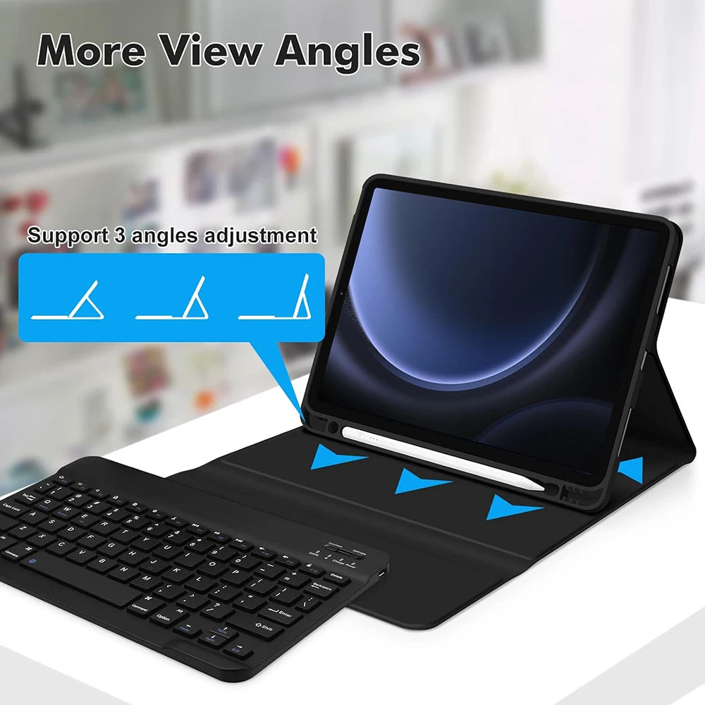 Case for Samsung Galaxy Tab S9 FE 10.9inch Detachable Bluetooth Keyboard Case For Samsung Tab S9 FE 10.9inch SM-X510/X516B