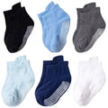 6 Pairs/Lot Cotton Baby Anti-slip Boat Socks For Boys Girls Low Cut Floor Kids Toddler Sock With Rubber Grips For 0-5Years