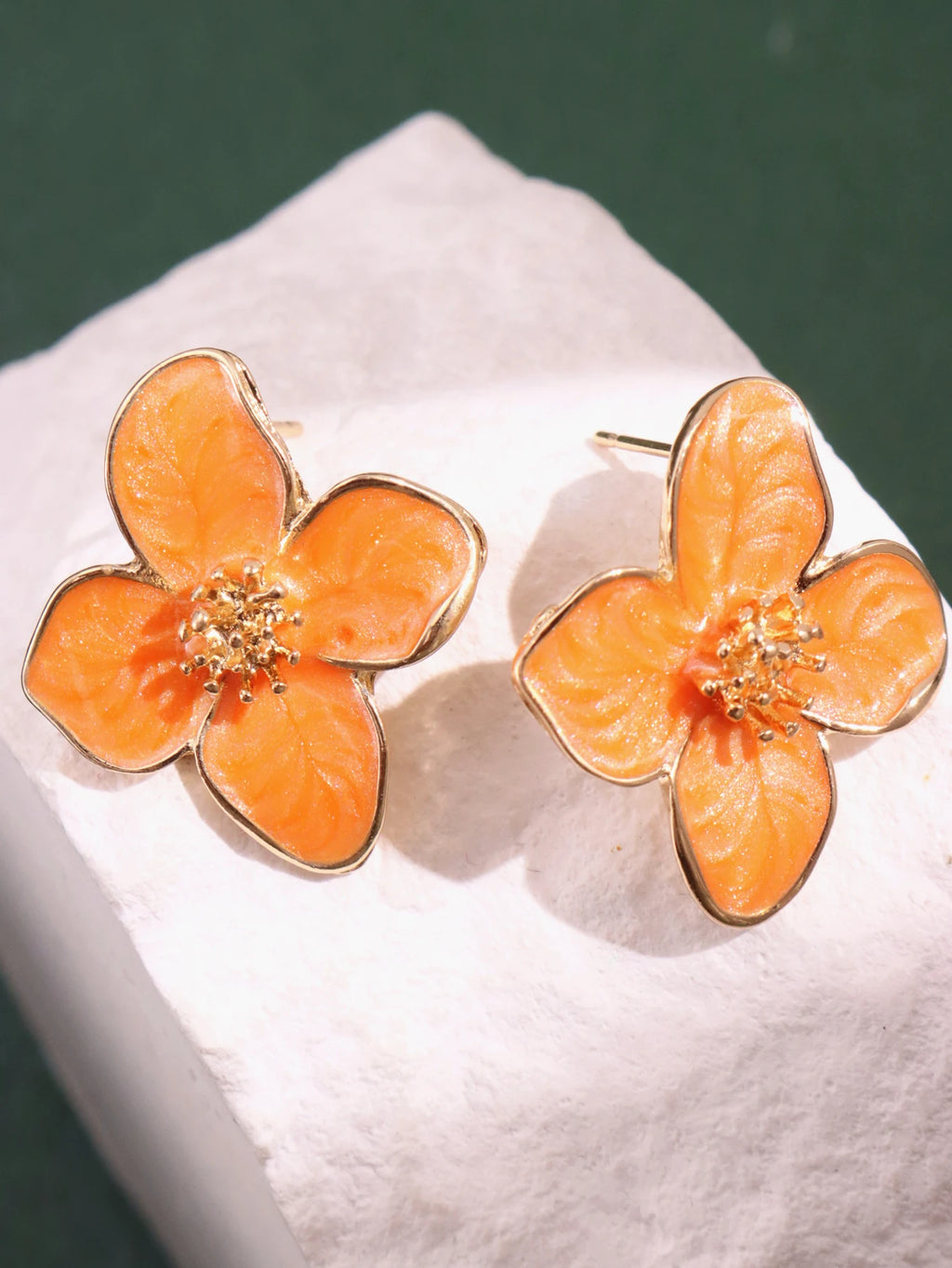 Hibiscus Dropped Glaze Flower Stud Earrings for Women Girl French Ins Vintage 2023 Fashion Korean Wedding Romantic Jewelry Gifts