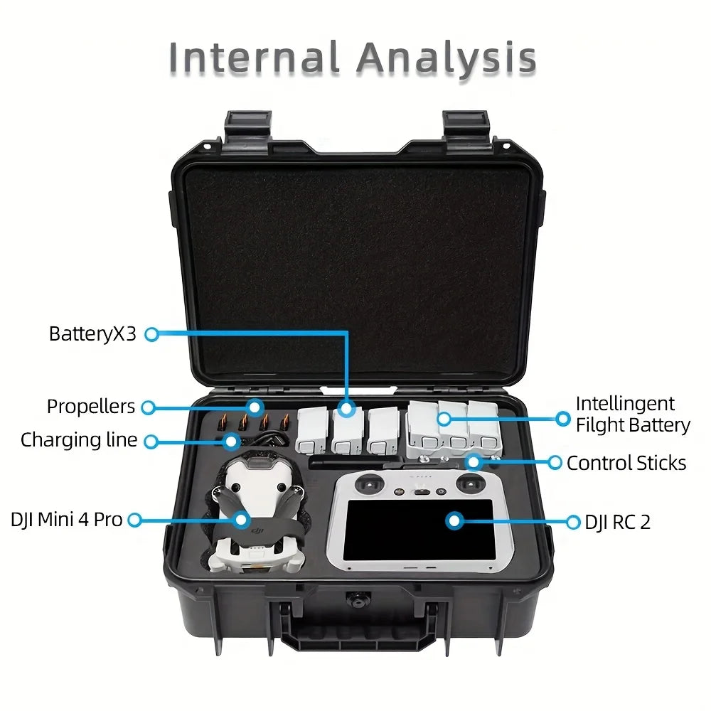 Hard Case for DJI Mini 4 Pro,Waterproof Hard Shell for DJI Drone Mini 3 Pro/Min3/RC2/RC/RC-N2/N1 Travel Carrying Storage Box
