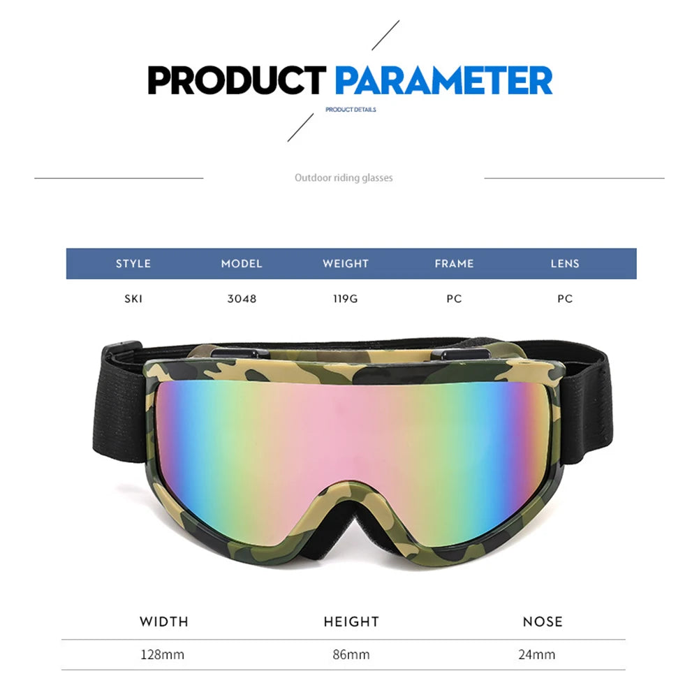 Large Frame Ski Goggles Colorful Anti-Glare Lenses for Snowboarding Skiing Outdoor Winter Sports