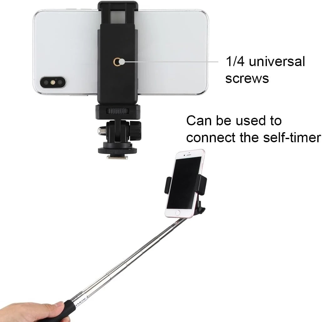 Hot Shoe Phone Mount Adapter for DSLR Camera Mobile Clip Holder Monitor Flexible Tripod Frame
