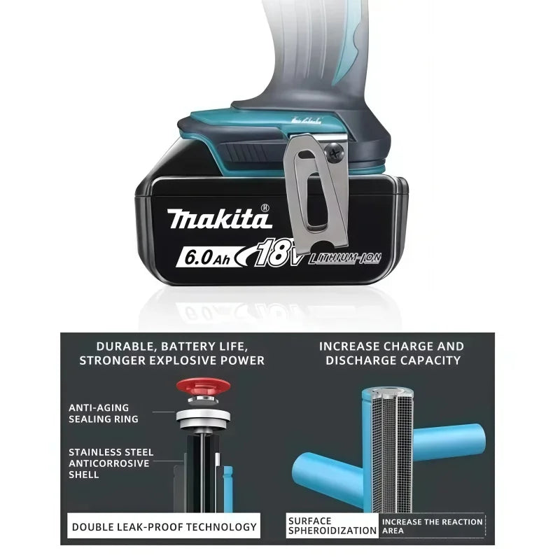 Makita 18V 6.0Ah Battery Original Lithium Ion Rechargeable Battery 18V 6000mAh Replacement Battery BL1860 BL1850 BL1820B BL1860B