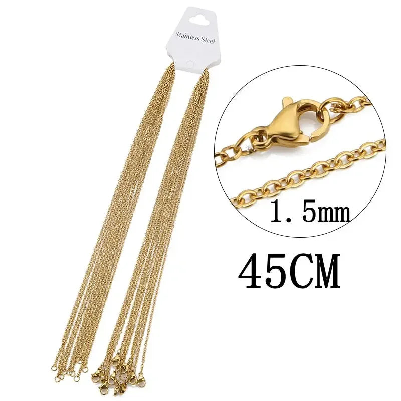 10pcs/lot 45+5cm 45cm 50cm Stainless Steel Adjustable Link Chain Necklace Women Gold Color Fashion chokers Jewelry Wholesale
