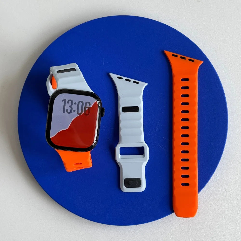 Silicone Sport Strap For Apple Watch Band Ultra 49mm 40mm 41mm 44mm 45mm 46mm correa bracelet iwatch Series 12 11 10 9 8 7 6  se