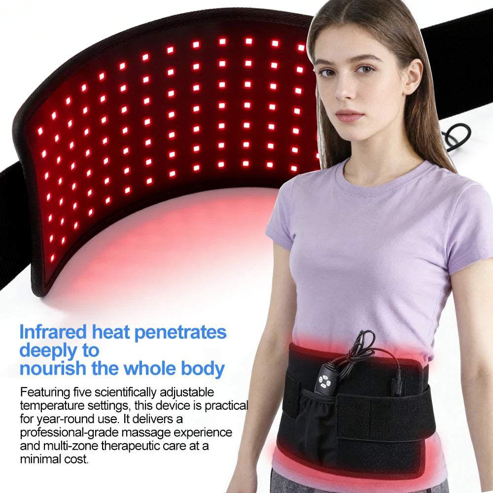120 LEDs Red＆Infrared Waist Belt 850nm 660nm Back Waist Shoulder Joint Muscle Heat Pad Body Care Pulsed Light Belt