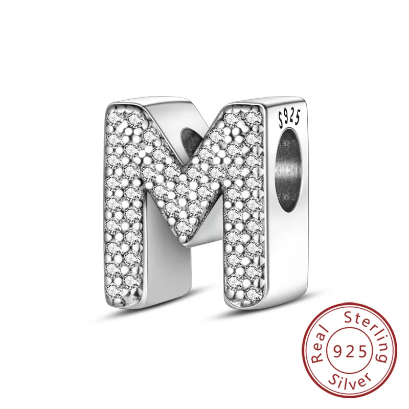 Charms Fit Original Bracelet A-Z Alphabet Charms Beads 925 Sterling Silver 26 Letters Charm for Women Girl DIY Fine Jewelry Gift