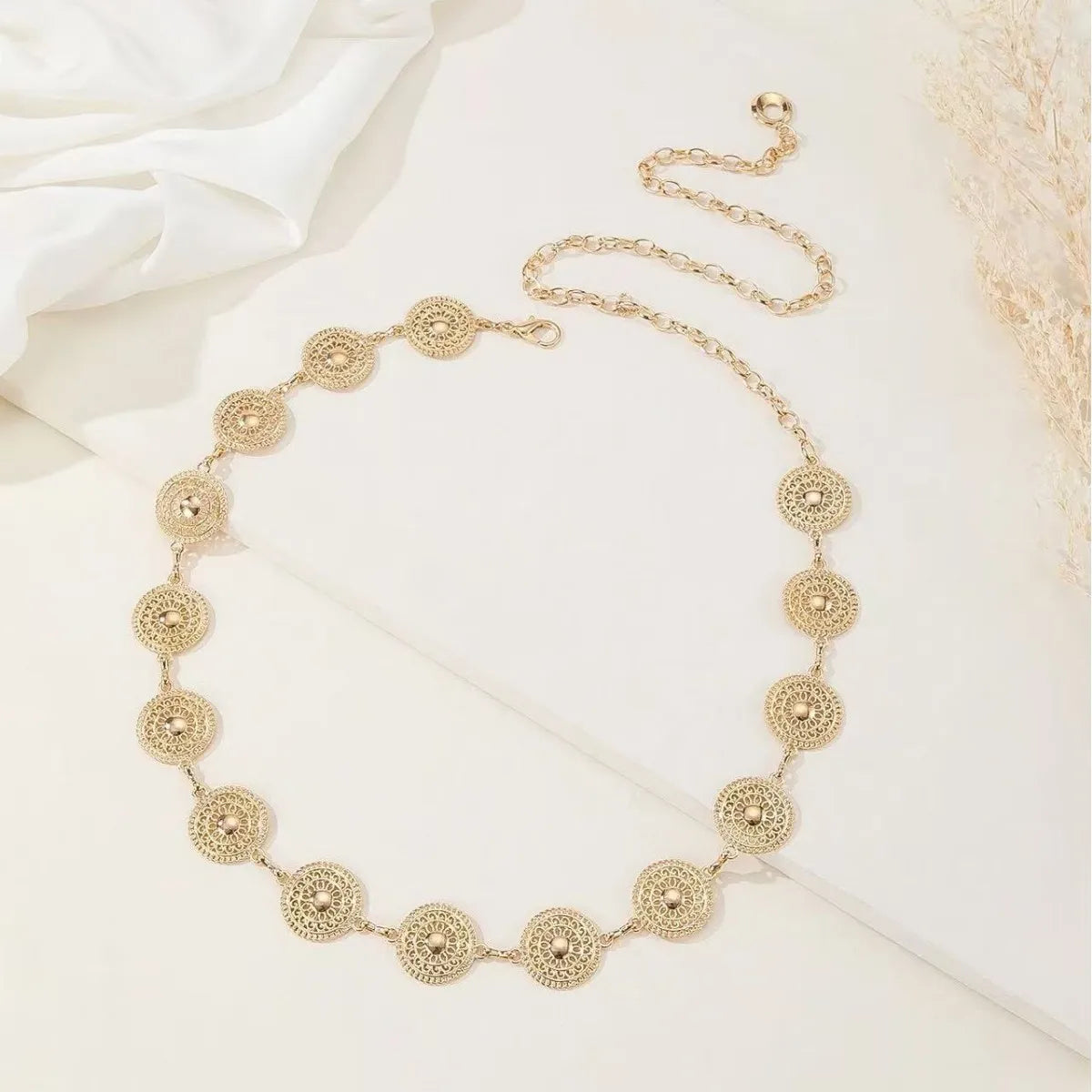 Vintage Metal Waist Chain, Women Fashion Accessory, Decorative Waist Belt for Dresses and Sweaters, Slimming Waist Chain