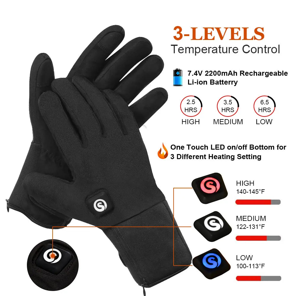 SAVIOR HEAT Heated Mittens Waterproof Electric Heated Skiing Gloves For Men Women Thermal Gloves With Rechargeable Battery Warm
