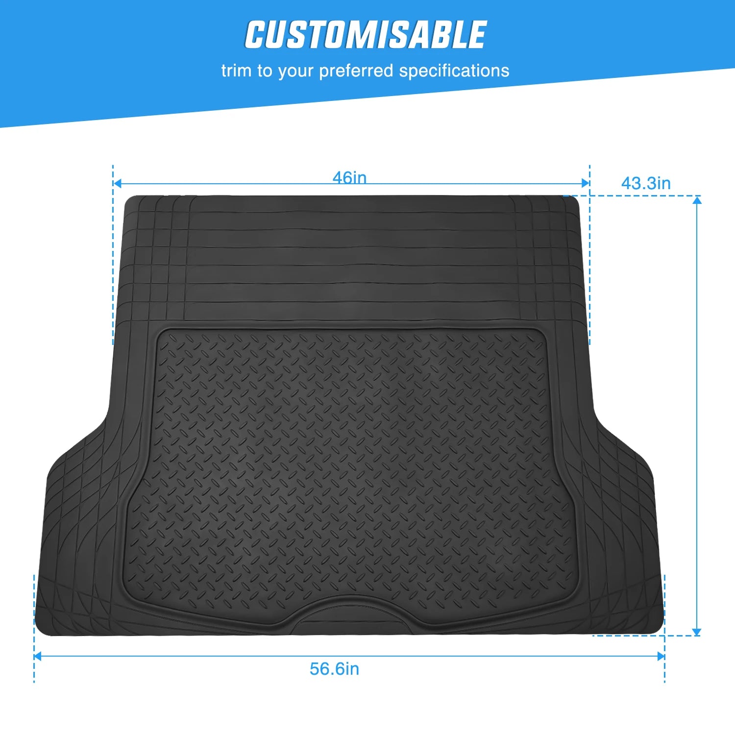 Nilight Rubber Cargo Mats for Cars Trucks SUVs, Universal Trim to Fit for Most Vehicles, All Weather Protection Heavy Duty Cargo Liners