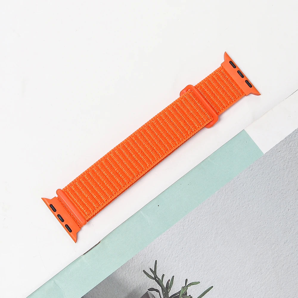 Nylon Strap For Apple Watch Band Ultra 2 49mm 45mm 41mm 44mm 42mm 38mm Adjustable Elastic Bracelet For iWatch Series 9 8 7 6 5 4