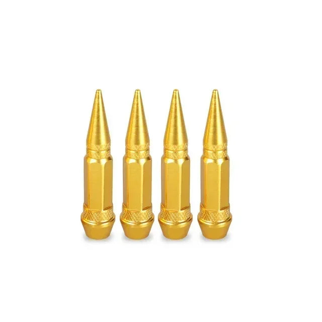 Car Universal NEW 4pcs Bullet Head Screws Valve Caps Personalized Modifications Pointed Valve Tips Bicycle and Motorcycle Tires