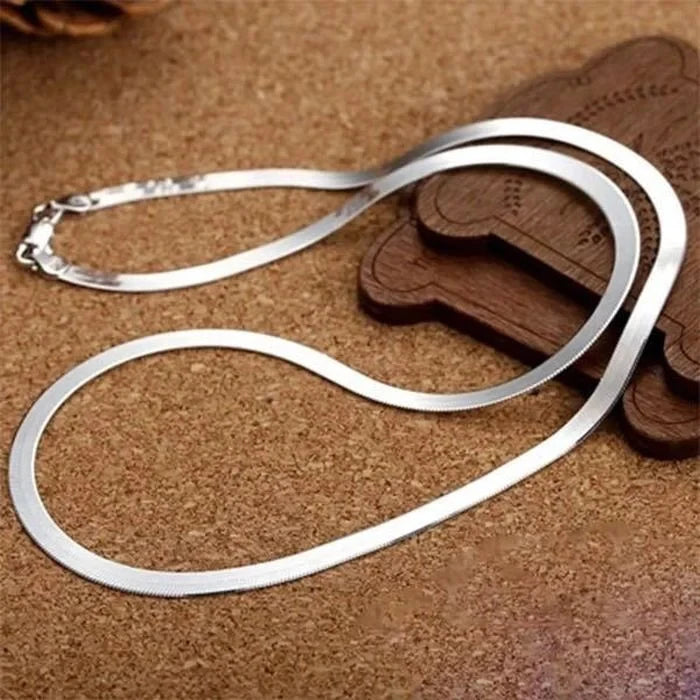 URMYLADY 925 Sterling Silver fine 4MM Blade Chain Necklace for Women Men Luxury wedding party Jewelry Holiday gifts
