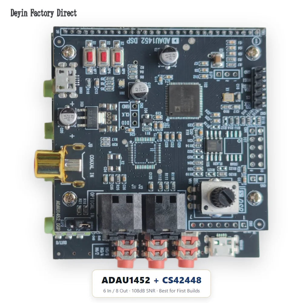 6 Inputs and 8 Outputs Decoding Board Audio and Video Development Board ADAU1452 DSP CS42448 Audio Module 48-192 Sampling Rate W