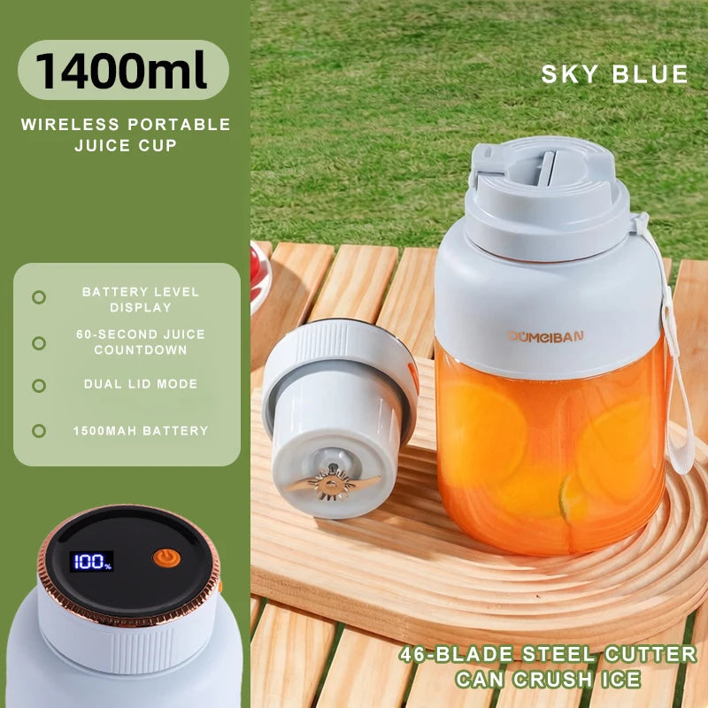 1300ml Wireless Juicer Cup 38-blade Rechargeable Juicer With Ice Crushing Portable Travel Juicer For Shake Fruits Vegetables