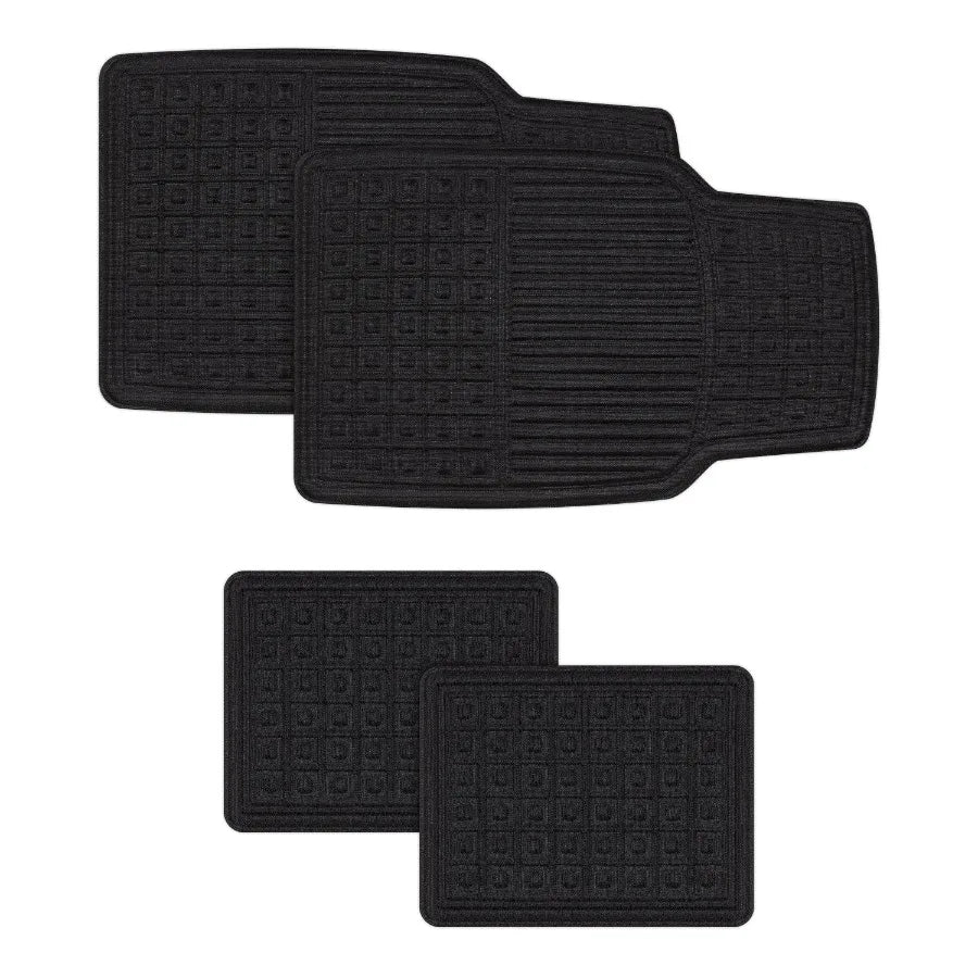 Duratex Solid Black Blocks Universal Fit Woven Car Floor Mats 4 Pack