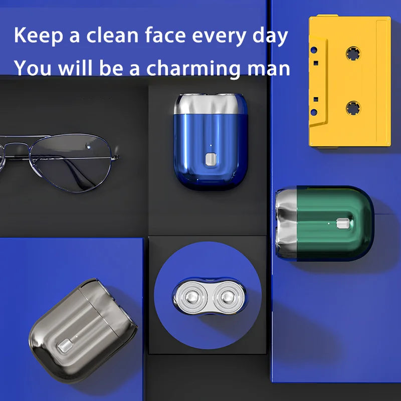 New Double-headed Mini Magnetic Shaver Type-c Charging Silent Washable Electric Shaver Portable Men Women Electric Razor