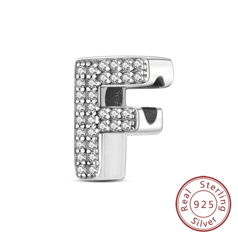 Charms Fit Original Bracelet A-Z Alphabet Charms Beads 925 Sterling Silver 26 Letters Charm for Women Girl DIY Fine Jewelry Gift