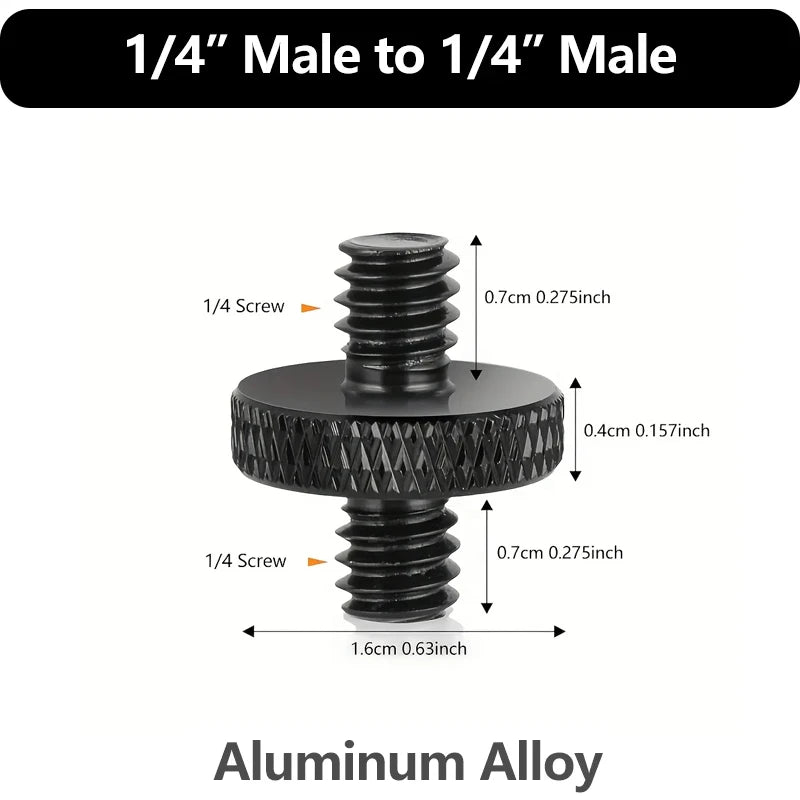 Aluminum Alloy Extension Rod 1/4"-20 & 3/8"-16 Male Female Threads Multi-Size Support Pole for Camera Lighting Equipment Mount